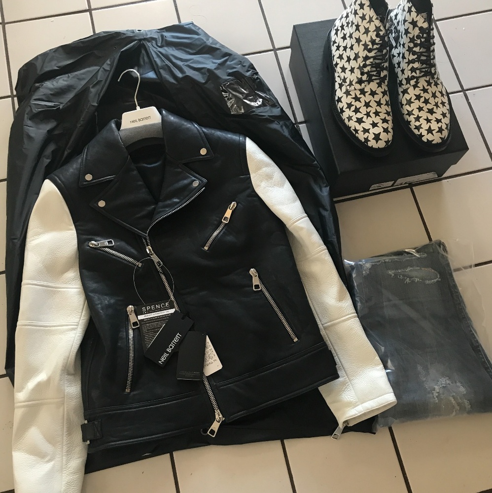 Neil Barret Motorcycle Leather Jacket (Men)